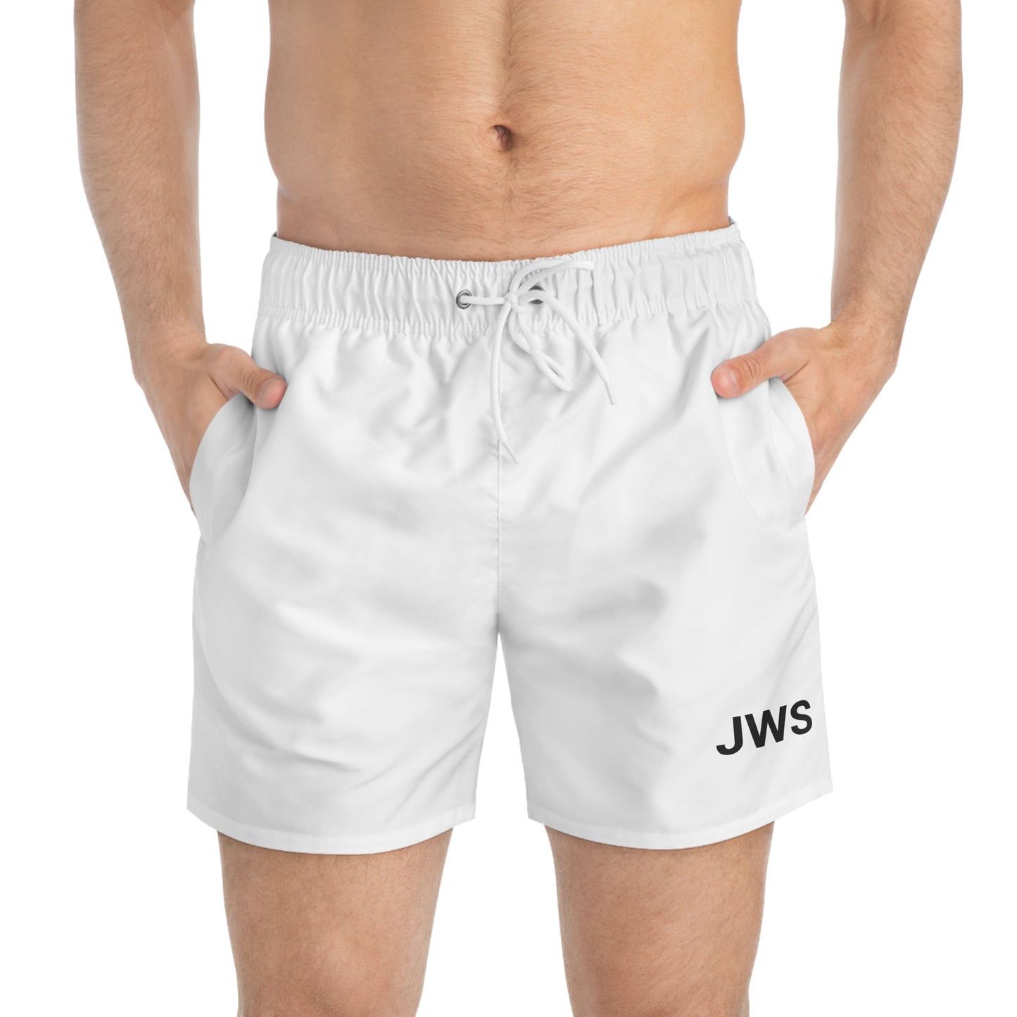 JWS White Swim Trunks for Summer Beach Days