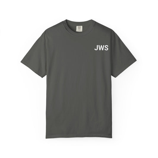 Stylish Unisex Garment-Dyed T-Shirt with JWS Print - Casual Everyday Wear